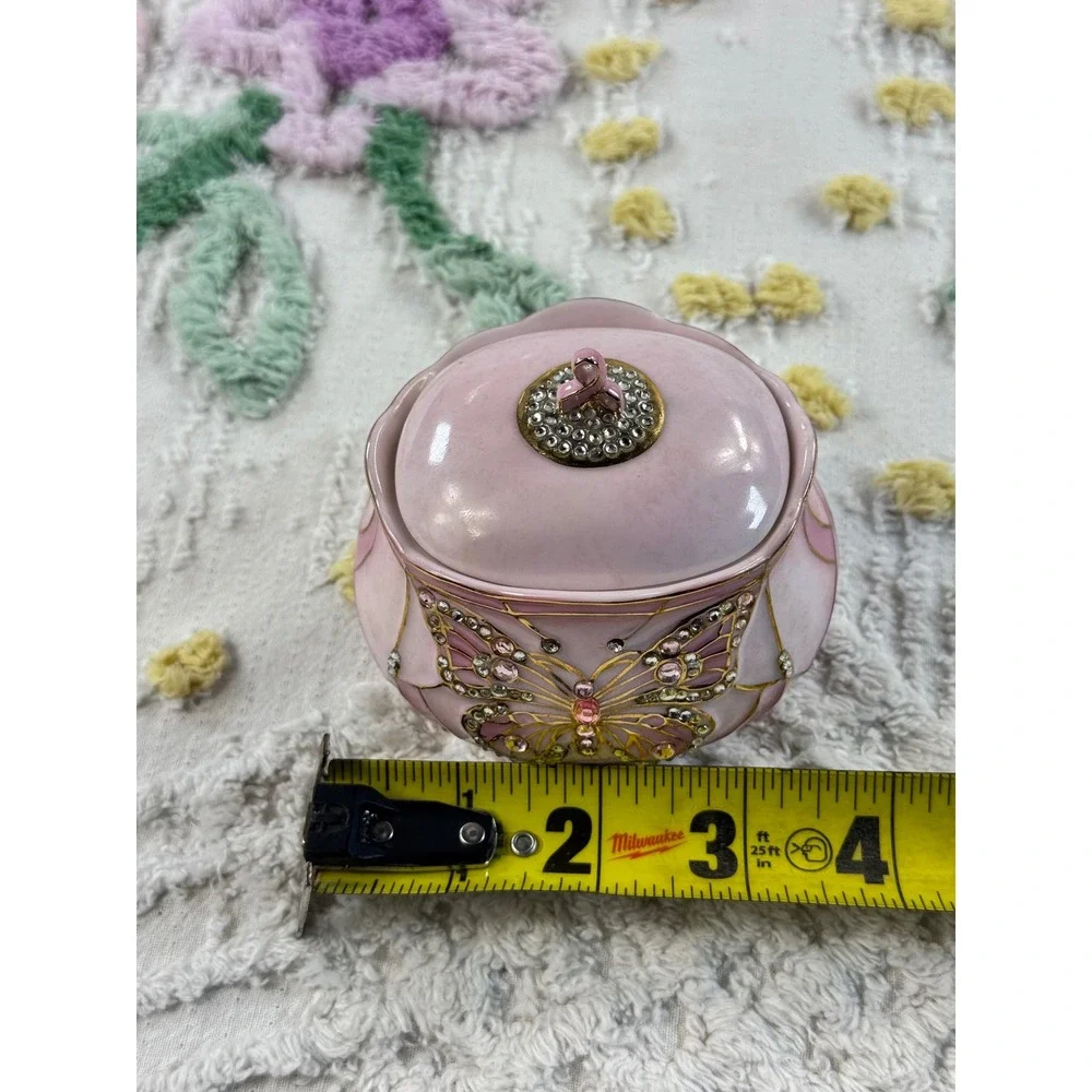 Ardleigh Elliott Wings of Hope Musical Trinket Box Pink Butterfly Porcelain